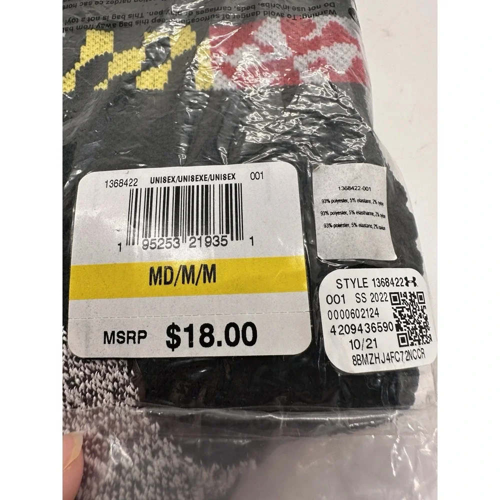 Under Armour Maryland Flag Over The Calf Soccer‎ Socks Black Red Size M NWT